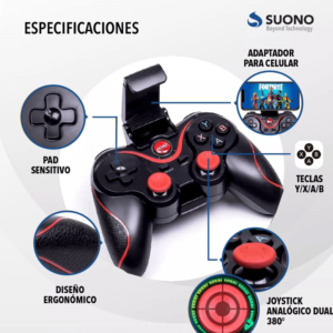 SUONO X3 Joystick Bluetooth Wireless Controller Ipad/Iphone/Smartphone/Android/iOS tablet PC/6-8 metros Batería de litio uso a largo plazo sostenible «seguro y estable